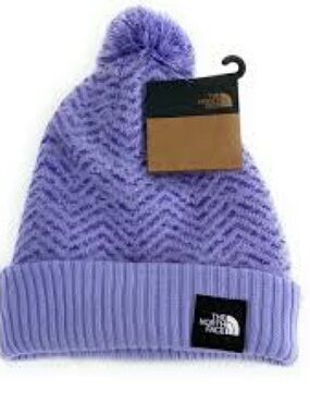 The North Face Kids Lavender Chevron Pom Knit Beanie